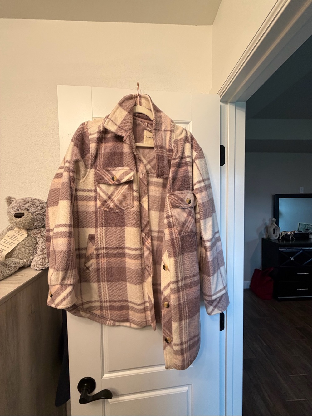 Thread & Supply Light Mauve Plaid Shacket